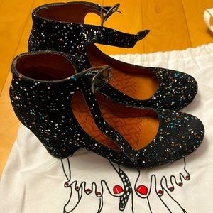 Chie Mihara 👠, black with colourful dots, 7.5 US/ 37.5 EU